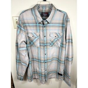 Troll Co Men's Plaid Flannel Shirt Pearl Snap Button 2XL Dirty Hands Clean Money
